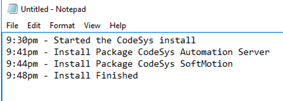 CodeSys Install Times